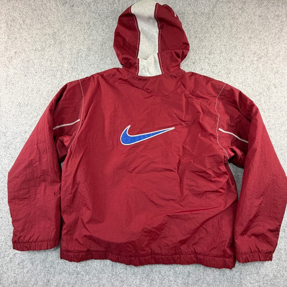 Nike Vintage Windbreaker Jacket Mens Medium Burgundy Red Quilted Lined Hooded